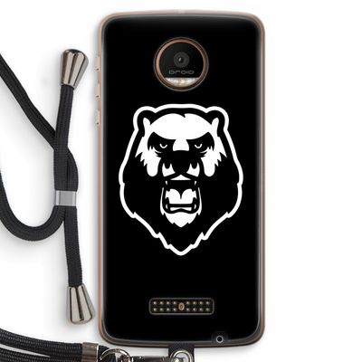 Angry Bear (black): Motorola Moto Z Force Transparant Hoesje met koord