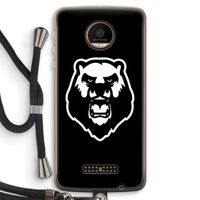Angry Bear (black): Motorola Moto Z Force Transparant Hoesje met koord