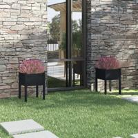 VidaXL Plantenbakken 2 st 50x50x70 cm massief grenenhout zwart