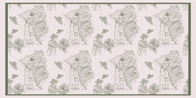 Monochrome boeren Sketch antiek vinyl tapijt