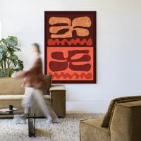 Urban Cotton Wandkleed 'Groovy Neutral' 110 x 145cm in Frame - black