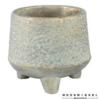 Ptmd dorian grijs keramieke pot op voetstuk rond l - thumbnail