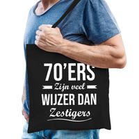 70ers zijn veel wijzer dan zestigers kado / verjaardag tas 70 jaar zwart voor heren - Feest Boodschappentassen - thumbnail