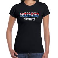 Zwart t-shirt Holland / Nederland supporter EK/ WK voor dames Zwart t-shirt Holland / Nederland supporter EK/ WK voor dames