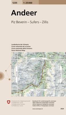 Wandelkaart - Topografische kaart 1235 Andeer | Swisstopo