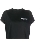 Balmain t-shirt crop à logo brodé - Noir