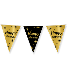 Classy Vlaggenlijn Happy Birthday Zwart/Goud (10m)