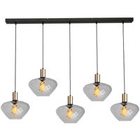 Masterlight 5-lichts hanglamp - goud -Porto met Blossom smoke glazen - 2711-05-02-130-5-7