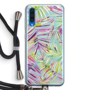 Tropical Palms Blue: Samsung Galaxy A50 Transparant Hoesje met koord