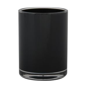 MSV Badkamer drinkbeker Aveiro - PS kunststof - zwart - 7 x 9 cm   -