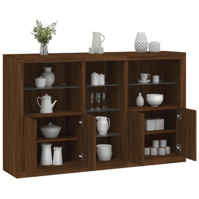 Dressoir met LED-verlichting 162x37x100 cm bruin eikenkleur
