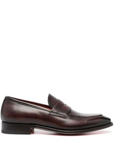 Santoni polished penny loafers - Marron