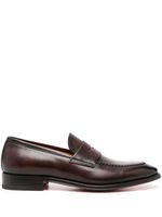 Santoni polished penny loafers - Marron - thumbnail