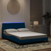 Bedframe met LED zonder matras "Hanko" fluweel blauw 140x190 cm