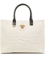 Versace grand sac cabas La Medusa en toile - Tons neutres