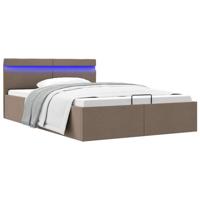 Bedframe met hydraulische opslag en LED stof taupe 120x200 cm