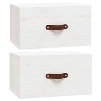 The Living Store Wandnachtkastjes - Massief grenenhout - 40 x 29.5 x 22 cm - Wit