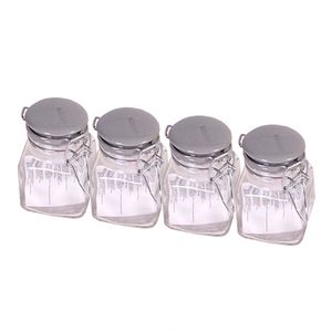 6x Weckpotjes/kruidenierspotjes grijs 90 ml met beugelsluiting