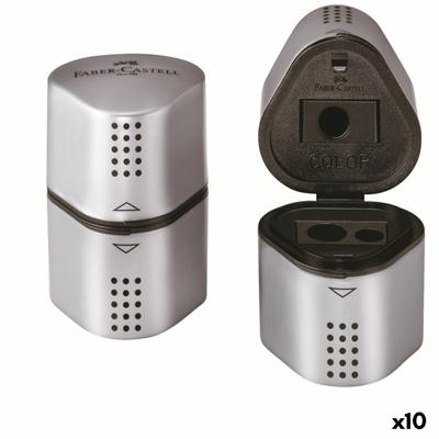 Puntenslijper Faber-Castell Grip 2001 3 in 1 Zilverkleurig Metaal (10 Stuks)