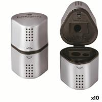 Puntenslijper Faber-Castell Grip 2001 3 in 1 Zilverkleurig Metaal (10 Stuks)