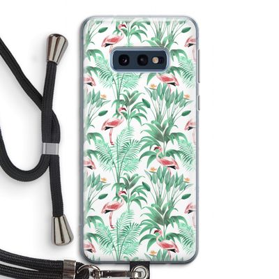 Flamingo bladeren: Samsung Galaxy S10e Transparant Hoesje met koord