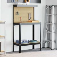 Werkbanken met plank Zwart 81 x 41 x 145 cm Bewerkt hout