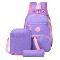 3 PSC/sets Fashion School rugzak voor tieners meisjes (paars)