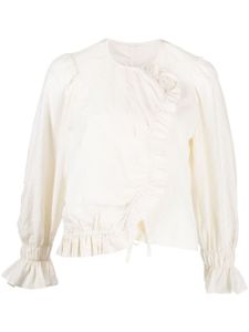 Renli Su blouse Novella à volants - Blanc