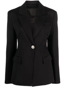 The Attico blazer en laine vierge mélangée à simple boutonnage - Noir