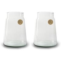 Set van 2x stuks bloemenvazen - Eco glas transparant - H25 x D19 cm - thumbnail