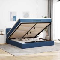 Ottoman bed met matras en LED's 160x200cm stof blauw