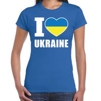 I love Ukraine t-shirt Oekraine blauw voor dames - thumbnail