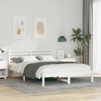Bedframe met hoofdeinde Wit 140 x 220 cm Massief grenenhout