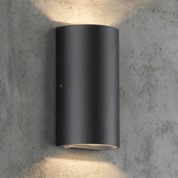 Buitenlamp led 'Rold' warm wit up down zwart metaal Buitenlamp led 'Rold' warm wit up down zwart metaal