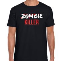 Zombie killer halloween verkleed t-shirt zwart voor heren - thumbnail