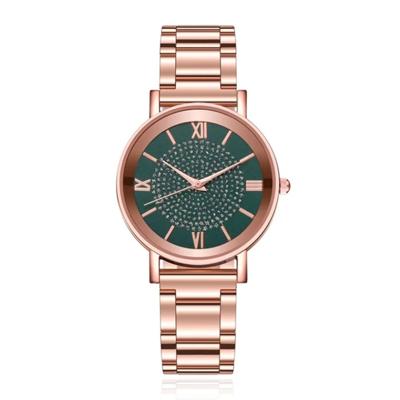 LGT JWLS Dameshorloge - Roman Numeral, Roestvrijstalen Band, Groene Wijzerplaat