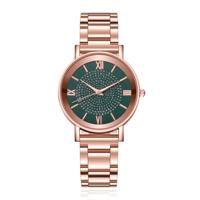 LGT JWLS Dameshorloge - Roman Numeral, Roestvrijstalen Band, Groene Wijzerplaat