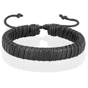 Zwarte leren armband LGT Jewels Verstelbaar Touw