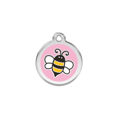 Bumble Bee Pink roestvrijstalen hondenpenning small/klein dia. 2 cm - Reddingo