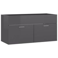 The Living Store Gootsteenkast Badkamer - 90 x 38.5 x 46 cm - Hoogglans grijs