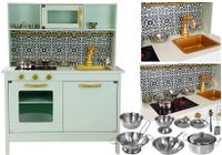 Viking Choice  Kinderkeuken met metalen pannenset - mint groen - 72 x 30 x 90 cm - thumbnail
