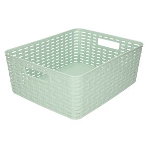 Opbergmand - Kastmand - rotan kunststof - mintgroen - 12 Liter - 30 x 37 x 13 cm