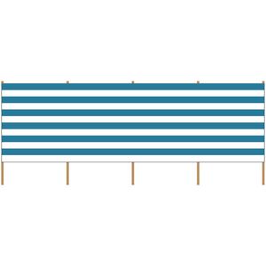 Strand/camping windscherm gestreept wit blauw 5 meter x 120 cm