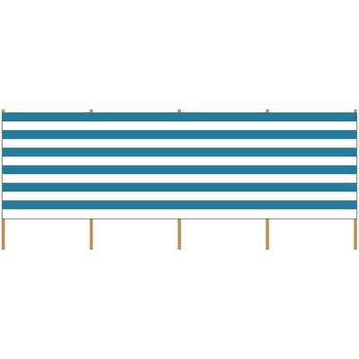 Strand/camping windscherm gestreept wit blauw 5 meter x 120 cm