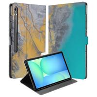 Marble Blue Gold Tablet Hoesje met Standaard Samsung Galaxy Tab S10 FE Plus Marble Blue Gold Tablet Hoesje met Standaard Samsung Galaxy Tab S10 FE Plus