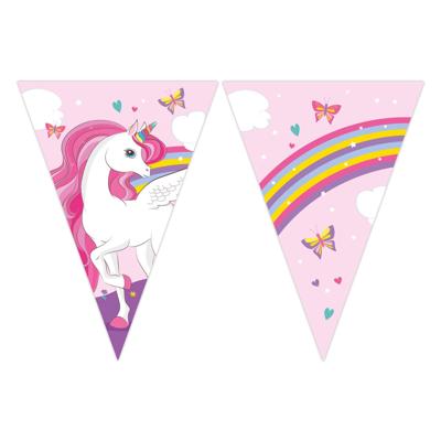 Globos Papieren vlaggenlijn fsc eenhoorn regenboog kleuren, 3mtr.