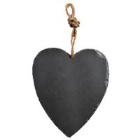 Decoratie hart 27 cm van leisteen - thumbnail
