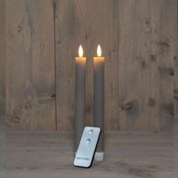 B.O. 2Pcs 3D Wick Taupe Ribbel Taper Candle kaars 23 cm Rustic Wax Anna's Collection - Annas collection