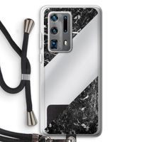 Zwart marmer: Huawei P40 Pro Plus Transparant Hoesje met koord