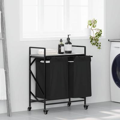 Wasmand 2 vakken met planken grijs sonoma eiken